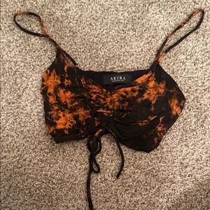 AKIRA Black and Orange Tie-Dye Crop Top